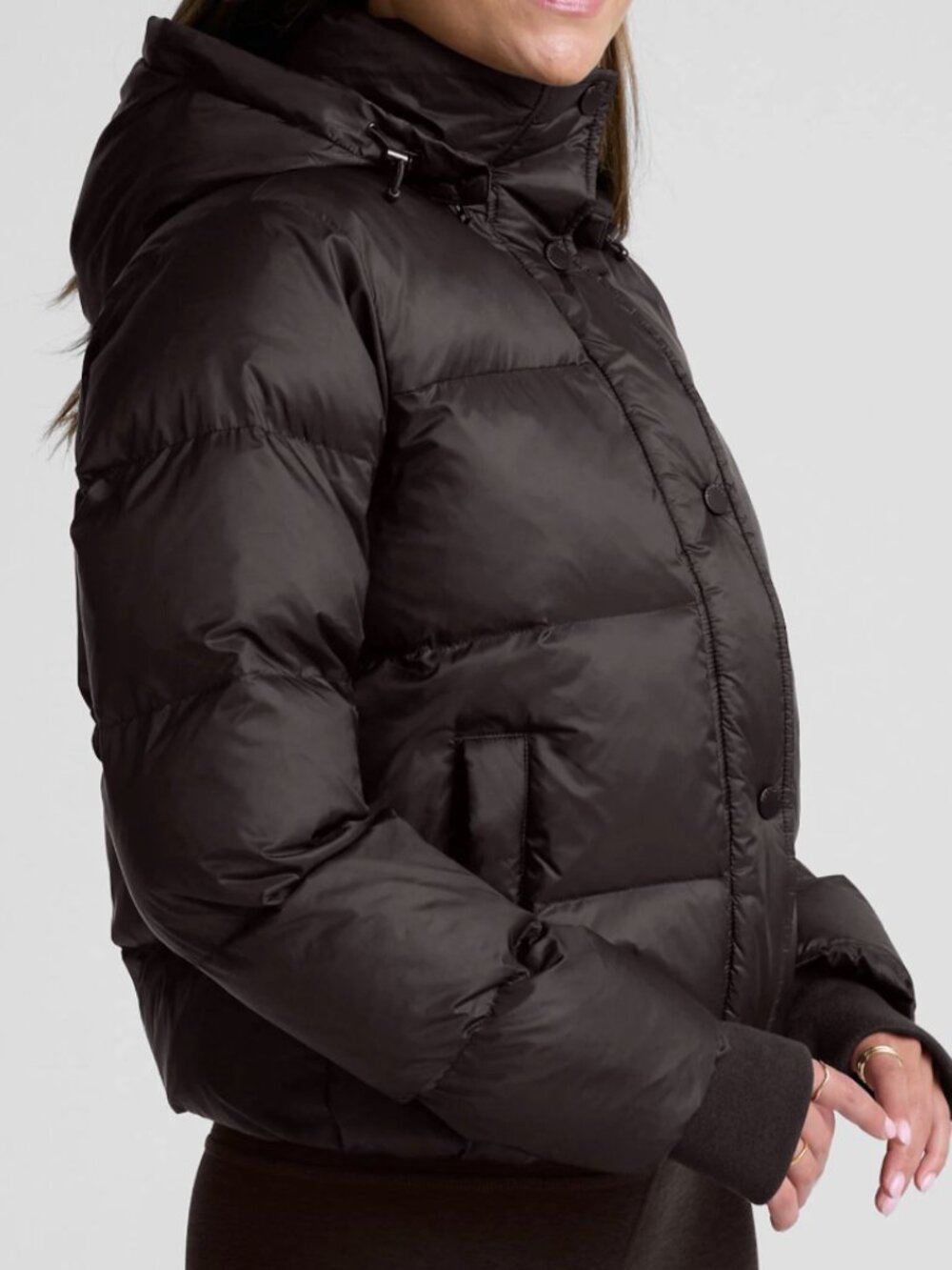 Beyond Yoga Big Cozy Hooded Puffer Coat Jacket Dark Chocolate Brown Small $228